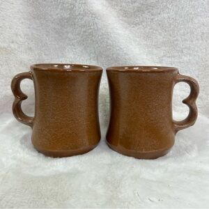 Frankoma C9 vintage heart Pottery Mug, Plainsman Tan/Brown, Coffee Cup Glazed